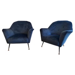 ISA Bergamo blue velvet armchairs