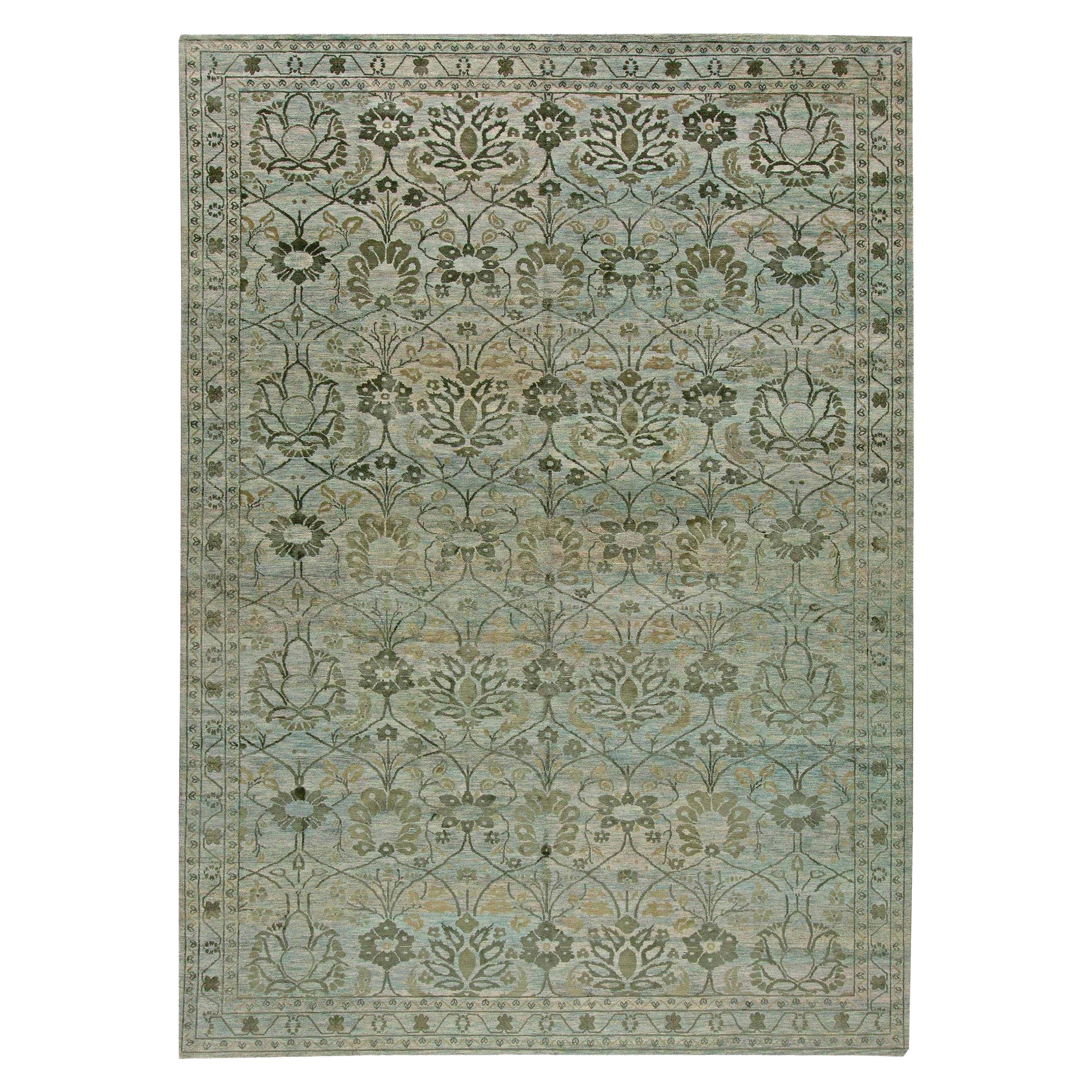 Contemporary Indian Inspired Botanic Handmade Rug by Doris Leslie Blau