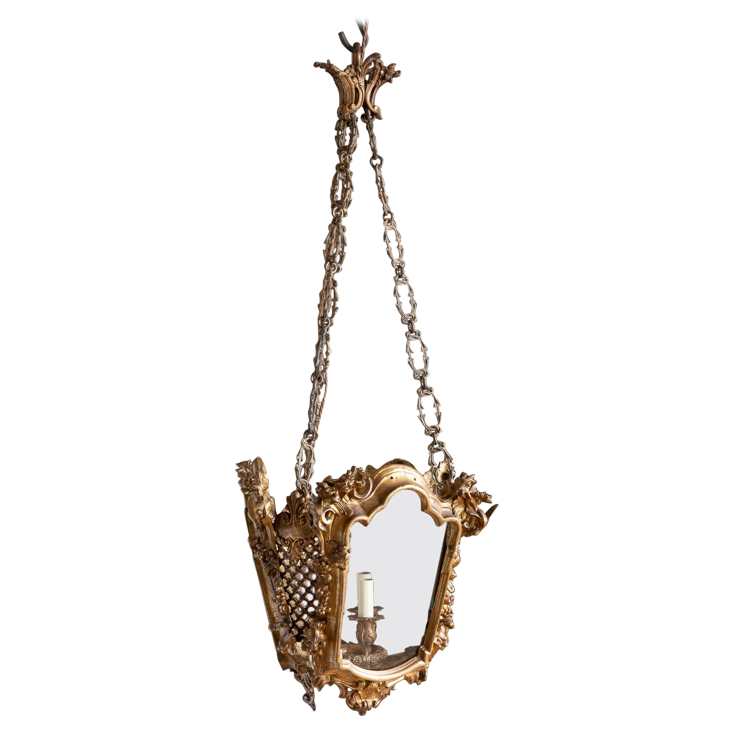 Nineteenth Century Continental Gilt Brass Lantern