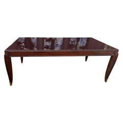 Magnificent Jean Pascaud Art Deco Mahogany Glass Dining Table Bronze Sabots