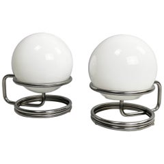 Italienische Space-Age-Tischlampen aus Opalglas und Stahl, 1970er Jahre
