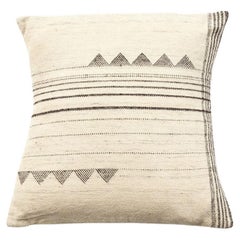 Large Kora White Blend Black & White Artisanal Handwoven Undyed Large Pillow