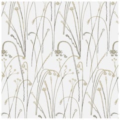 Fireworks Wallpaper Gold on White background: Feux D'Artifice White Gold