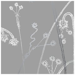 Fireworks Wallpaper Silver on Grey background: Feux D'Artifice Silver Fog