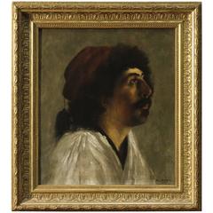 1891 Dated and Signed Oil on Canvas Painting Portrait