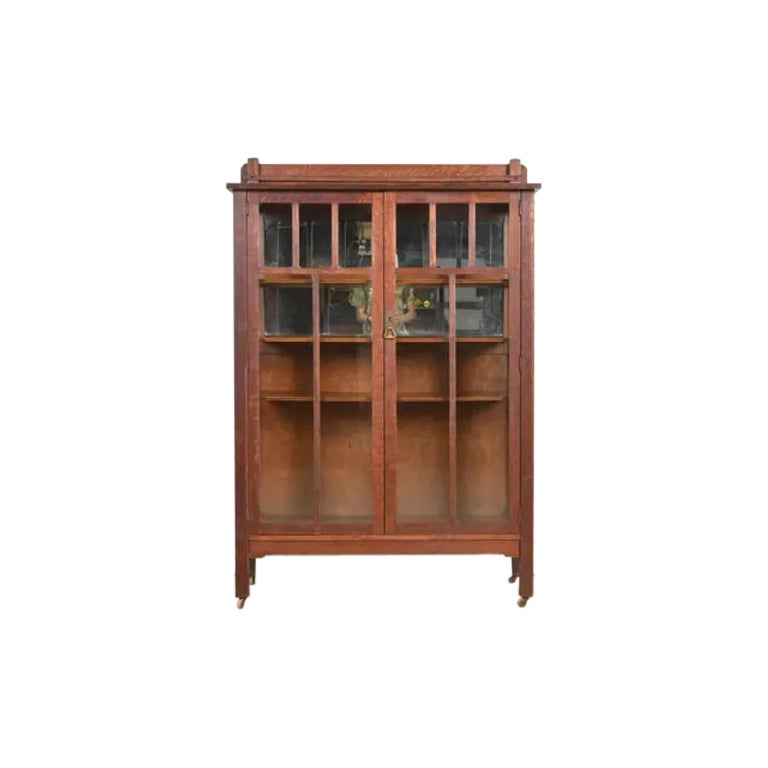 Armario librería antiguo estilo Limbert en roble Mission Arts & Crafts, Circa 1900