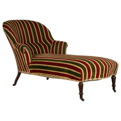 19th Century French Napoleon III Chaise Lounge in Striped Velvet