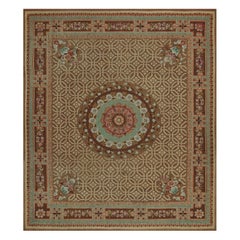 Handwoven Antique Circa 1850 Brown Floral French Aubusson Rug
