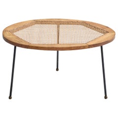 Carlo Hauner, Coffee Table, Caviúna, Iron, Rattan, Brass, Brazil, 1950s