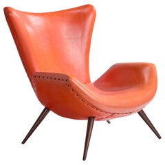 Designer brasiliano, Sedia da salotto, similpelle, Wood, Brasile, anni '50