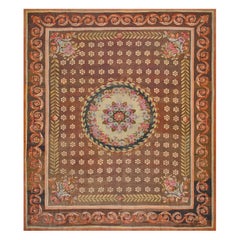 Tapis d'Aubusson français en laine à motifs floraux, tissé à la main à l'ancienne, Circa-1900, Brown