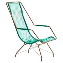 Brazilian Designer, Garden Lounge Chair, Iron, Plastic, Brazil, 1960s