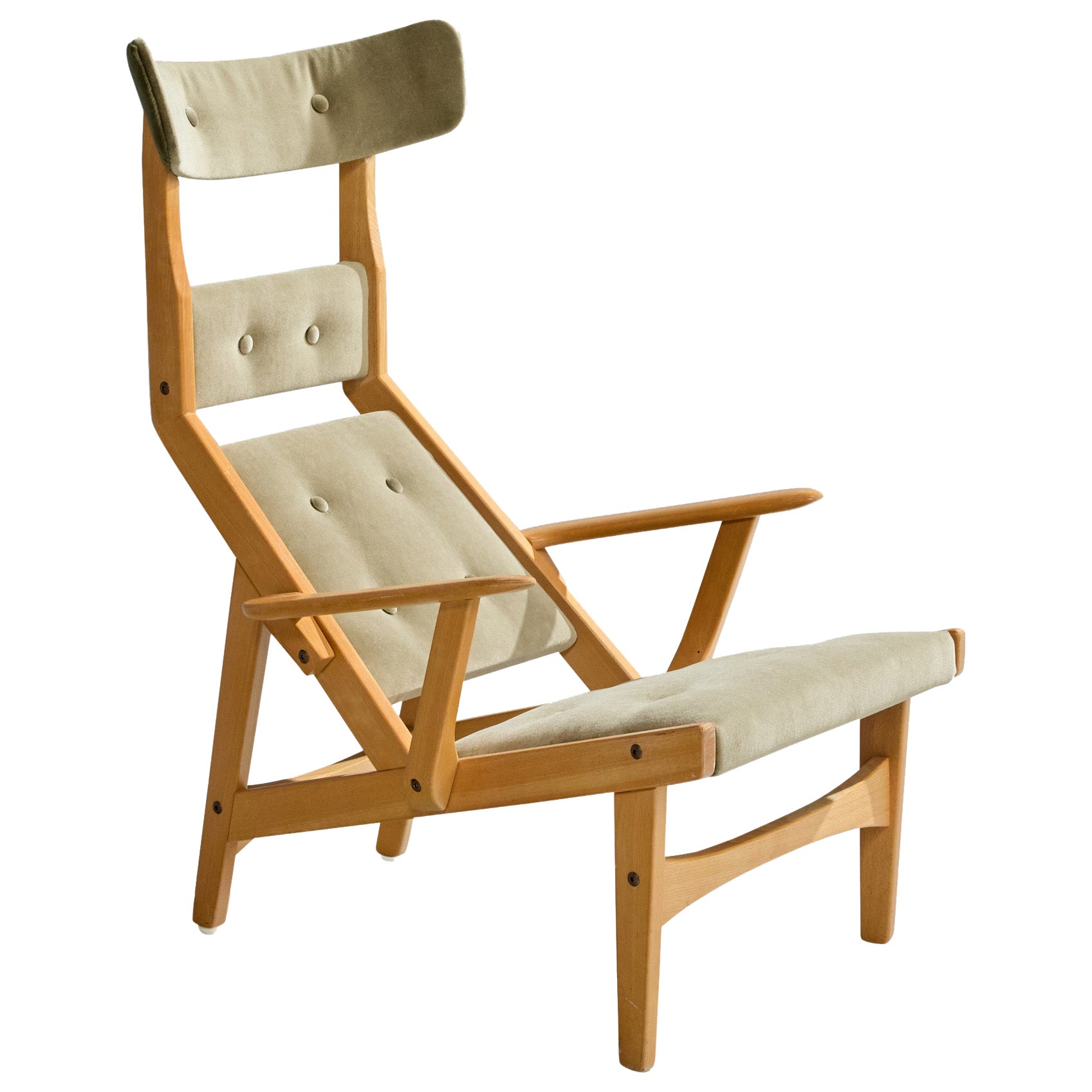 Gösta Berg & Stenevik Eriksson, Lounge Chair, Wood, Velvet, Sweden, 1967 For Sale