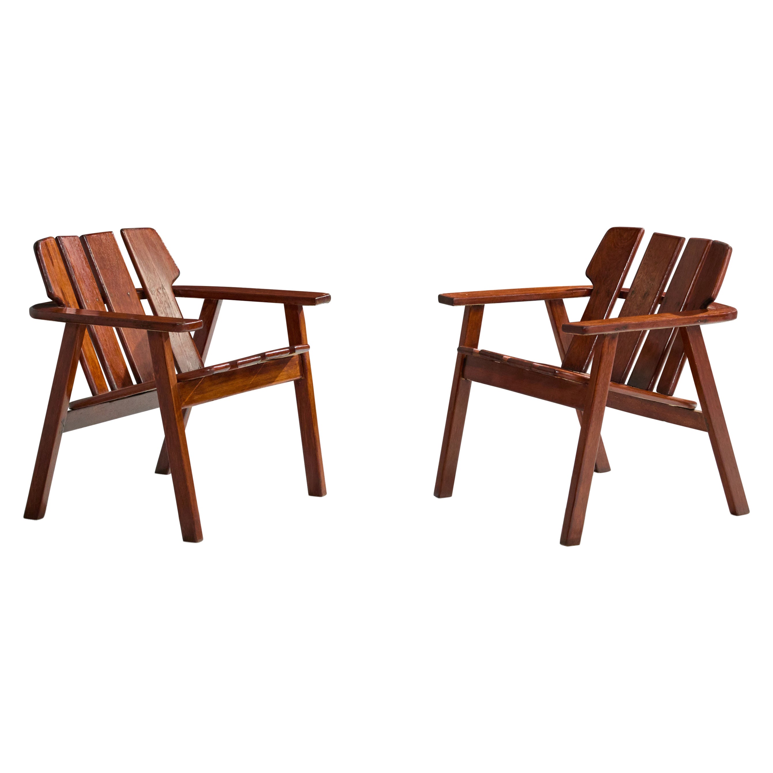 Sergio Rodrigues, Lounge Chairs, Wood, Brazil, 1978