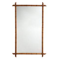 Large Vintage Faux Bamboo Mirror