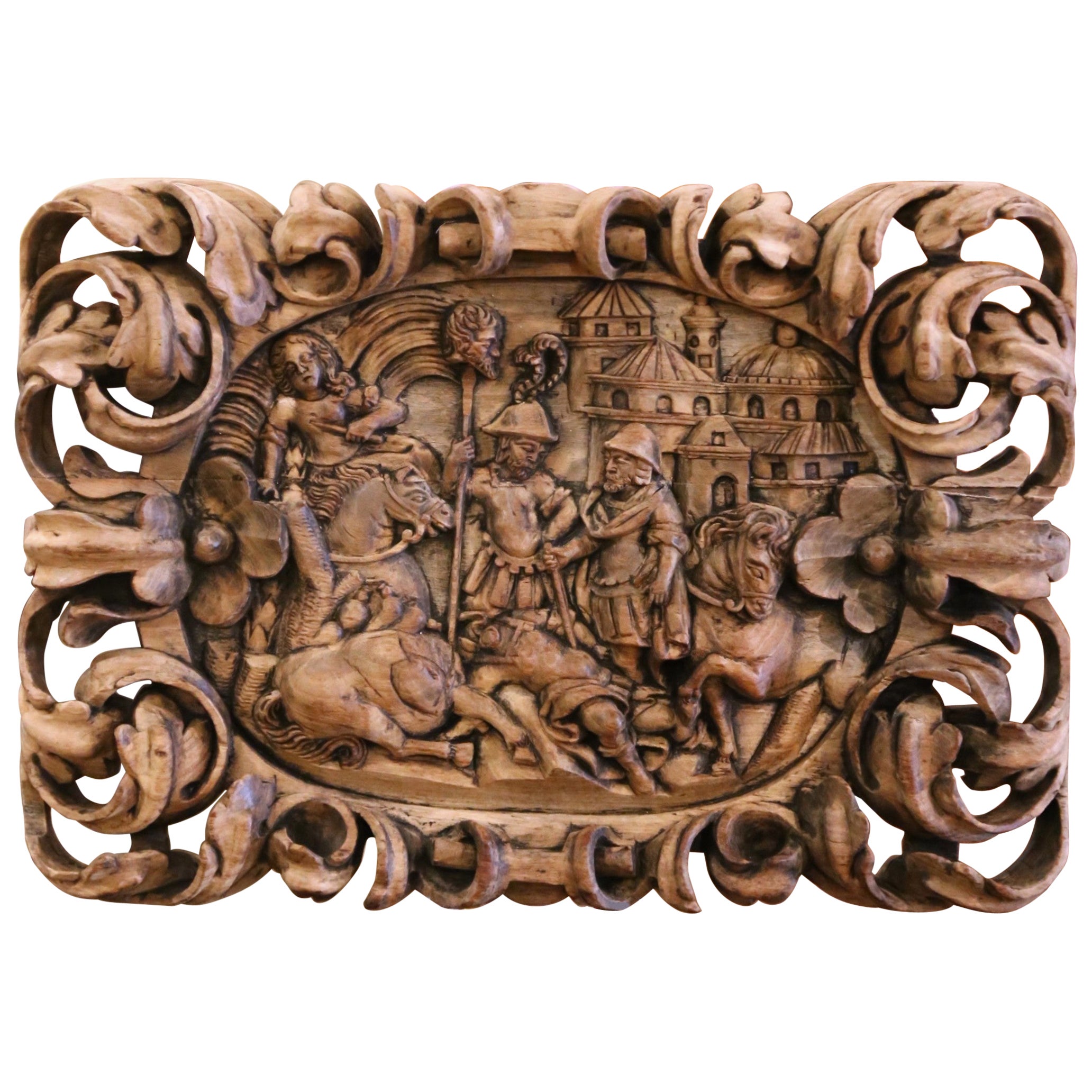 17th Century French Carved Bleached Ebony Plaque "The Conversion of Saint Paul" For Sale
