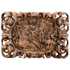 17th Century French Carved Bleached Ebony Plaque "The Conversion of Saint Paul"