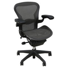 Used Herman Miller Aeron Chair Size A Carbon Mesh & Graphite Frame, Fully Adjustable