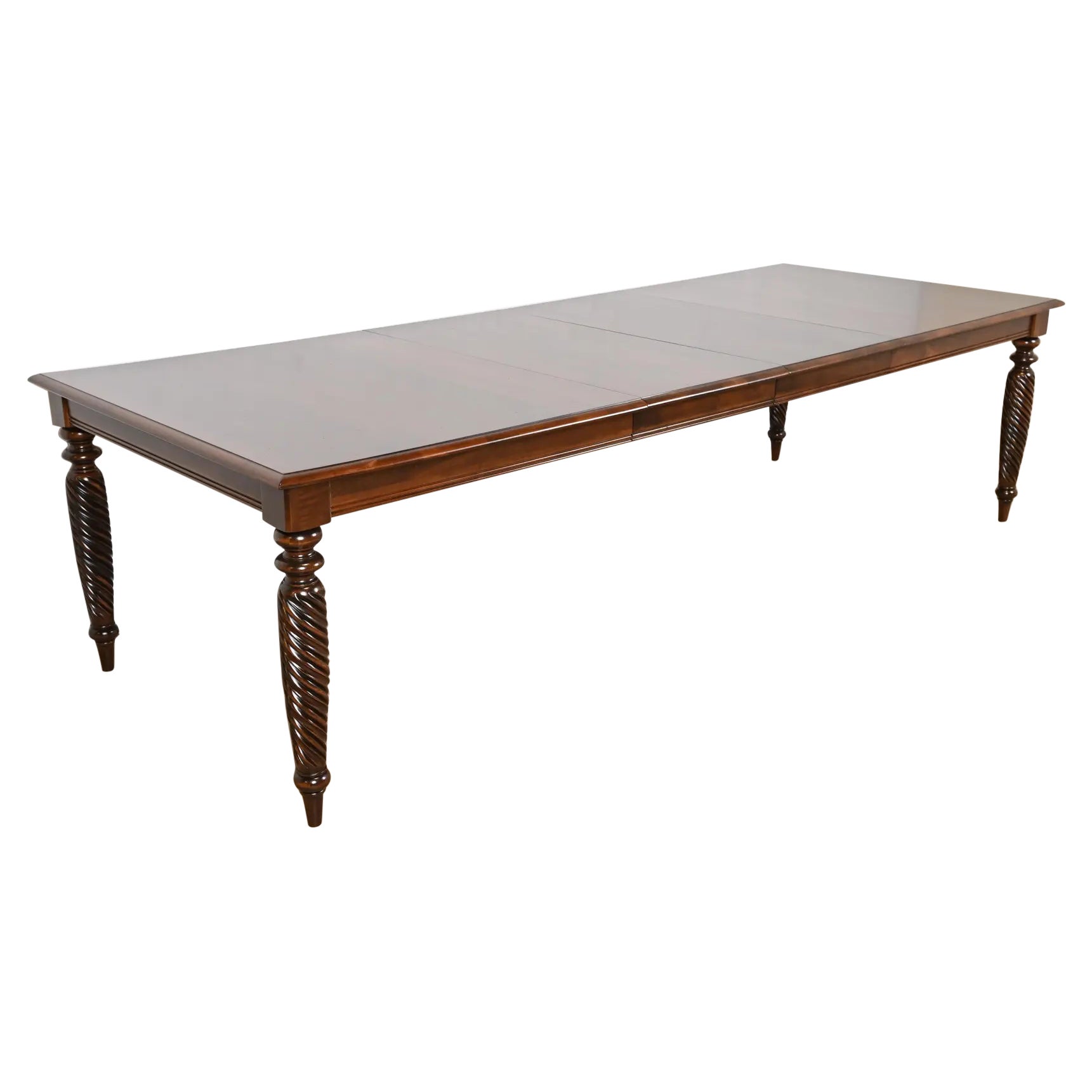 British Colonial Solid Cherry Wood Dining Table, Newly Refinished