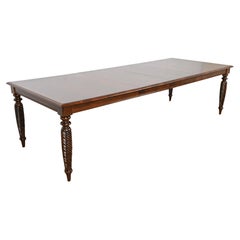 British Colonial Solid Cherry Wood Dining Table, Newly Refinished