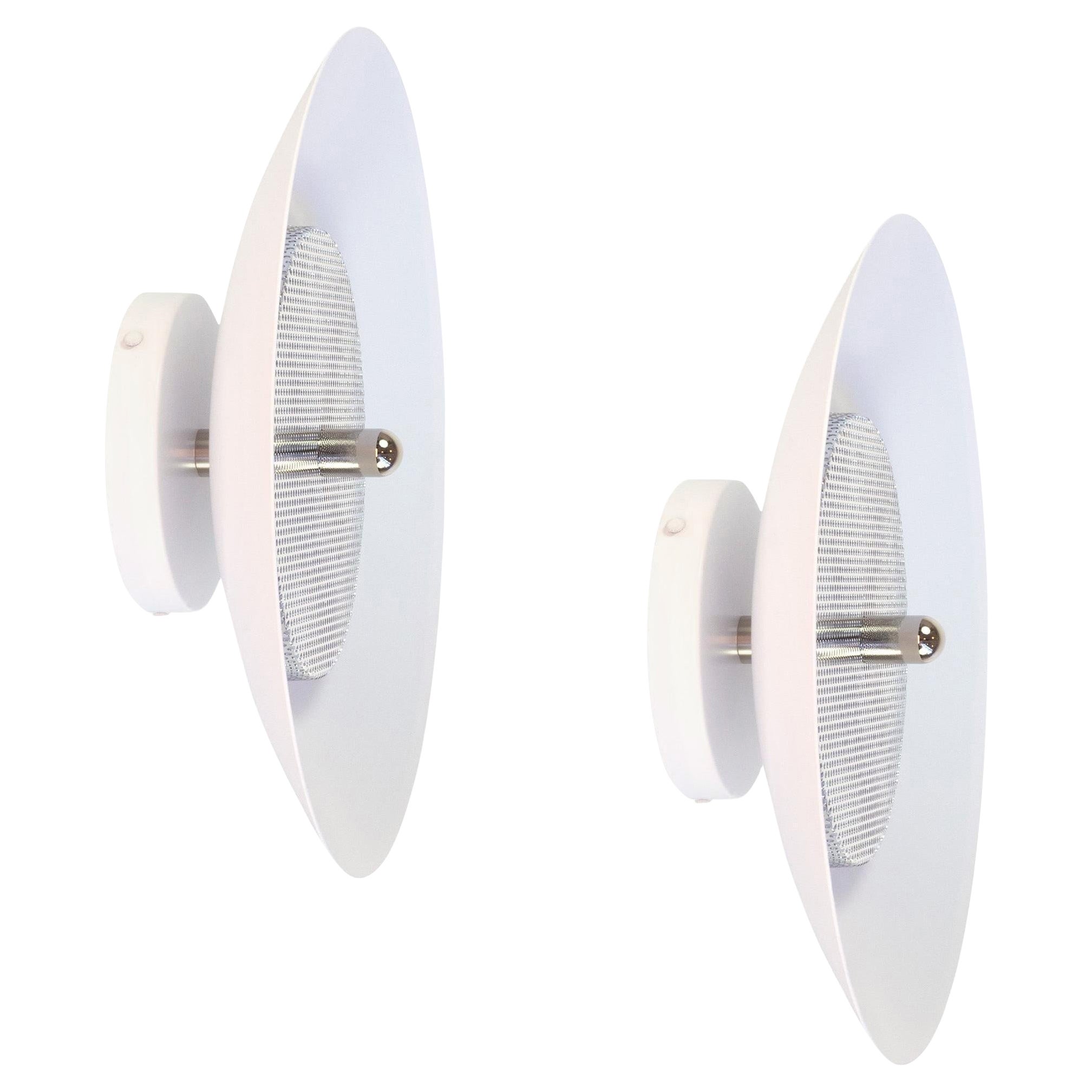 Pair of Signal Sconce from Souda, White and Nickel, Made to Order