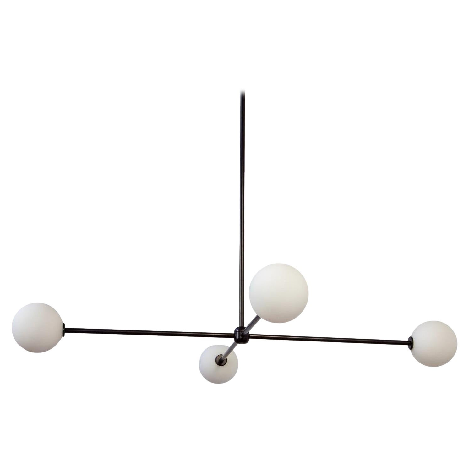Globe 4 Chandelier, by Research.Lighting, Black, 5in Glass Globe, Made to Order