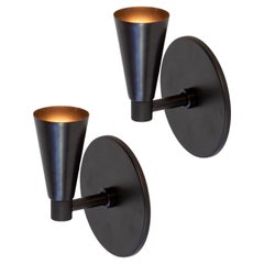 Pair of Cone 1 Wall Sconces by Research.Lighting, Black, Made to Order