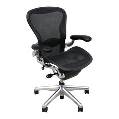 Used Herman Miller Aeron Chair Size B, Polished Aluminum Frame/Base, Basic Adjustment