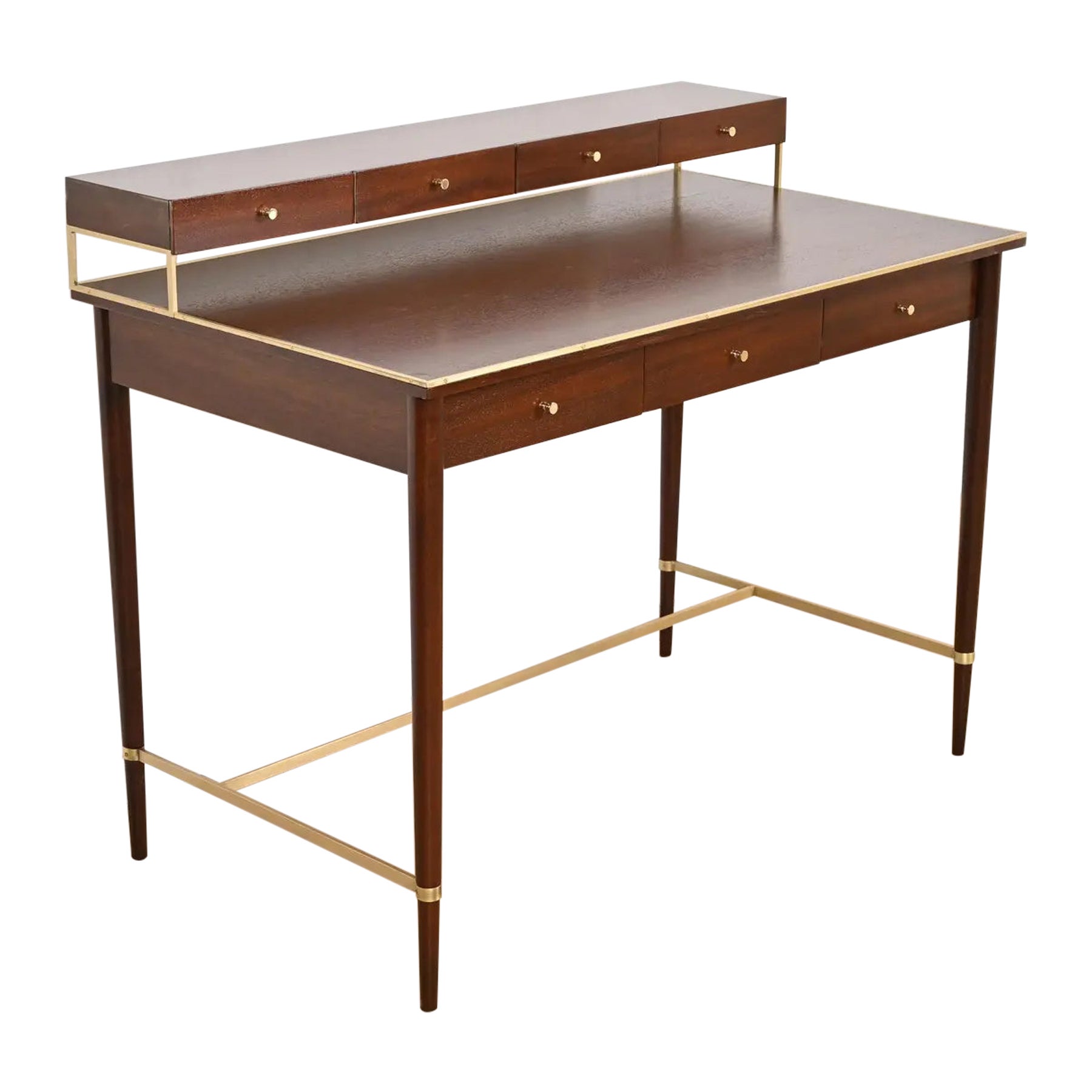 Paul McCobb Connoisseur Collection Mahogany and Brass Writing Desk, Refinished