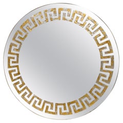 1970s David Marshall Espejo de Pared Circular Églomisé Renacimiento Neoclásico