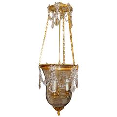 19th Century French Neoclassical Hall Lantern, Crystal, Rock Crystal Gilt Bronze