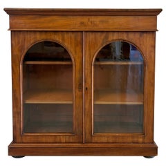 Antique Victorian Quality Figured Mahogany Glazed Bookcase