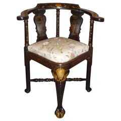 George II Desk Armchair with Chinese Export Lacquer, circa 1760