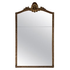 Antique 19th Century French Gilt Mirror With Shell Crest