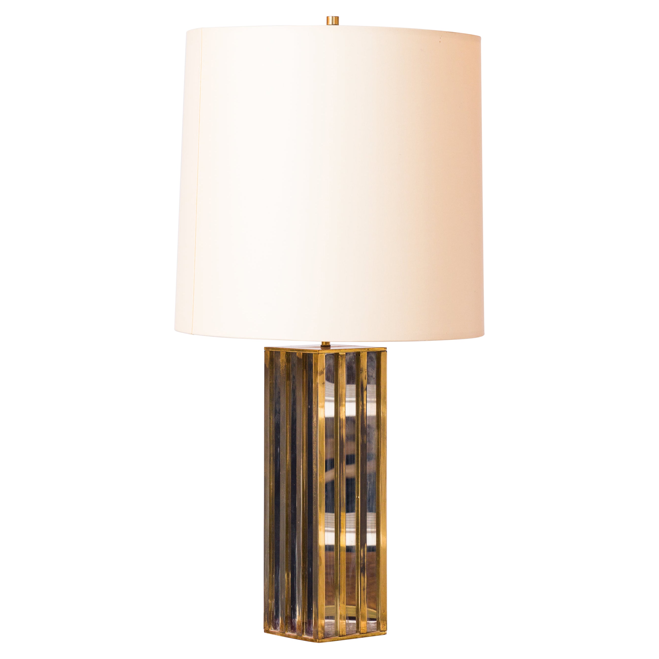Nickel & Bronze "Building" Table Lamp by Jacques Charpentier - France 1970's