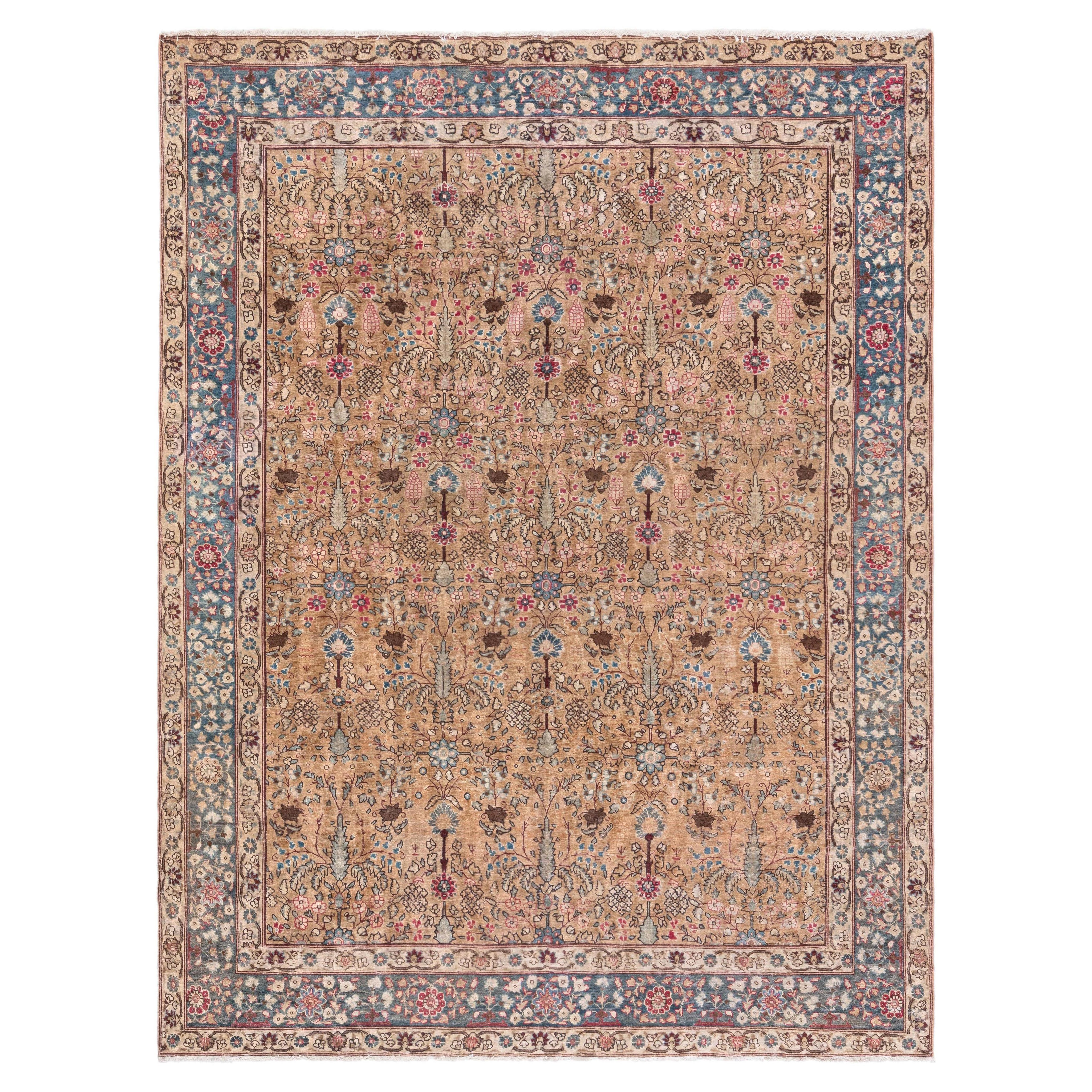 Doris Leslie Blau Terracotta Antique Persian Tabriz Rug For Sale