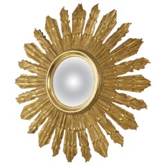Large Wooden Sun Mirror Sunburst Butler XL Mirror Gold 70cm
