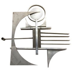 Scultura geometrica da parete in alluminio e acciaio di metà secolo Brutalista a forma libera