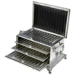 Unusual and Very Fine Quality French Silver Humidor