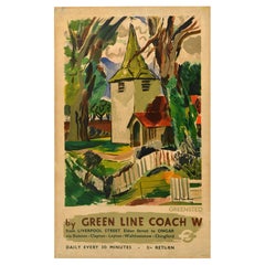 Poster di viaggio originale Vintage By Greene & Greene Coach Essex Gardiner UK