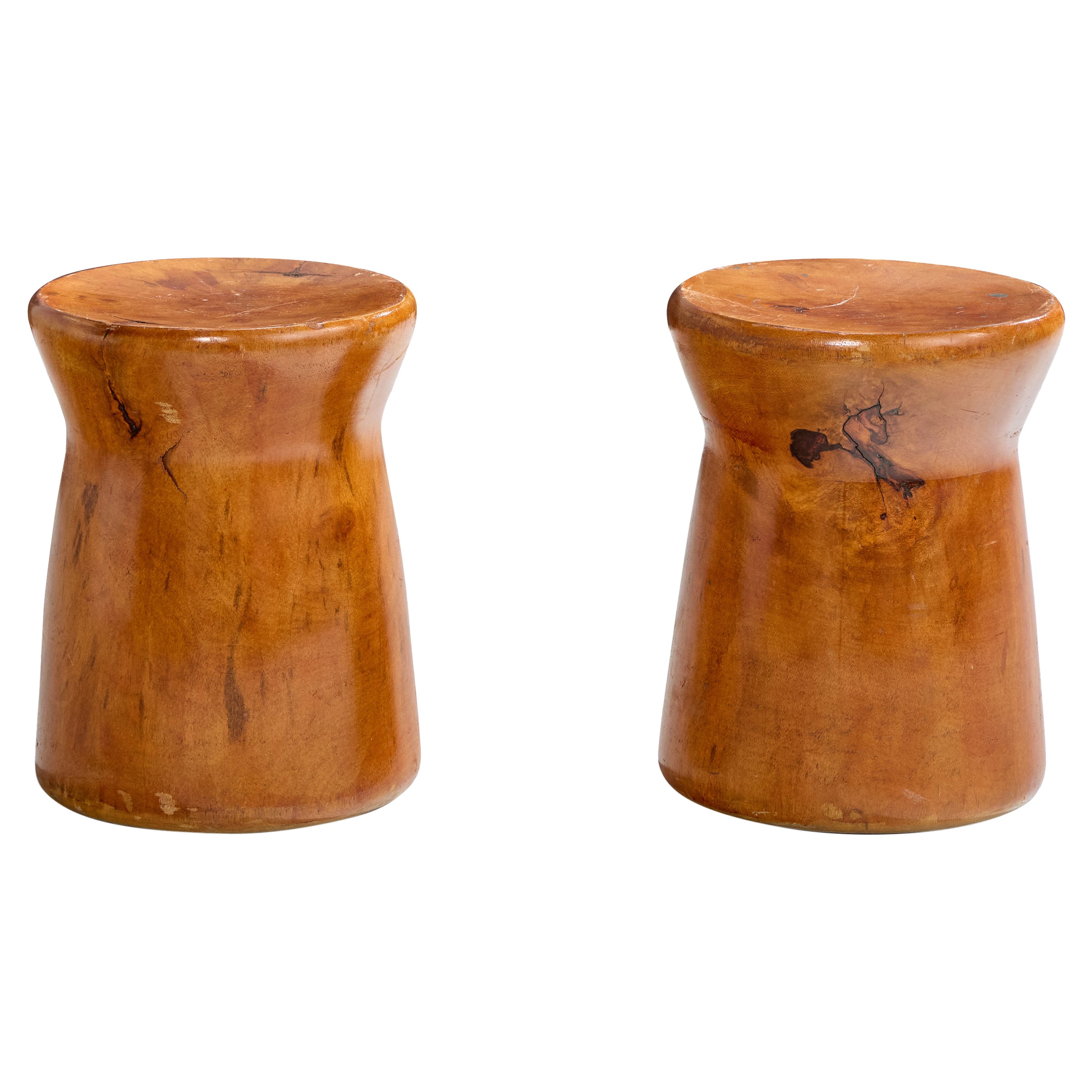Brazilian Designer, Stools, Wood, Brazil, 1990s For Sale