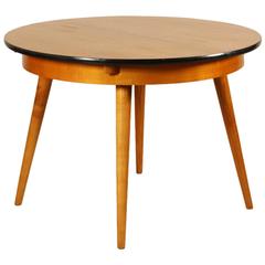 Round Extendable Maple Table Designed by H.J. Van Oss for Culemborg Netherlands