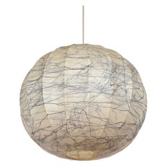 Mid-Century Large Veined Beige Cocoon Pendant by Castiglioni, Italy 1960s