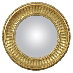 Large Round Wooden Butler Mirror Convex Mirror Witches Eye Gold