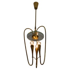 Gilded Brass Chandelier attr. to Pietro Chiesa for Fontana Arte, 1950s, Italy