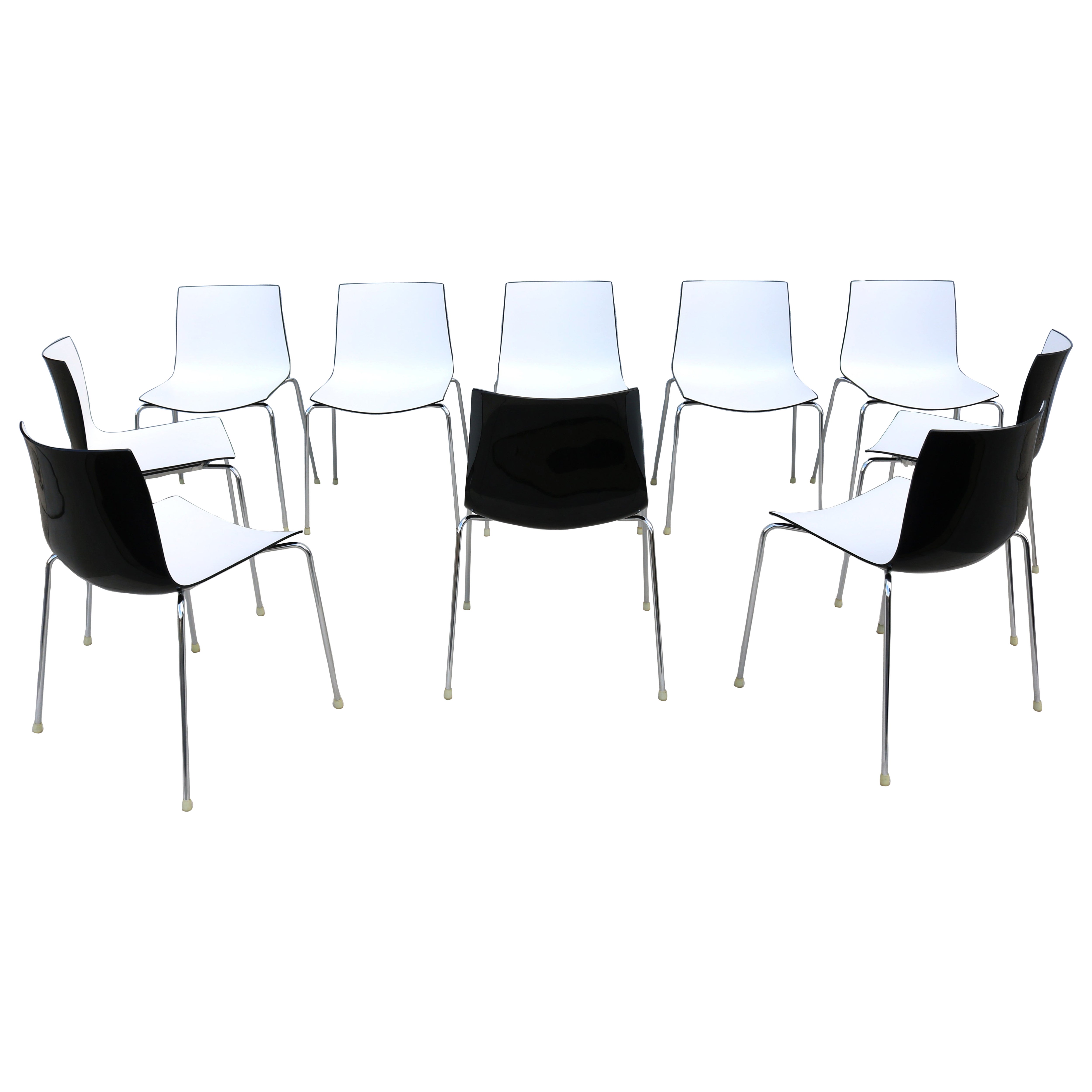 Modern Italian Lievore Altherr Molina for Arper Catifa Dining Chairs - Set of 10