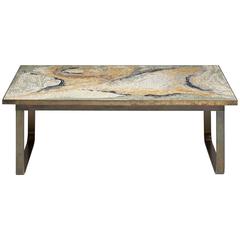 Berthold Muller Mid Century Mosaic Bronze Tile Ceramic Coffee Table, 1960, 1970