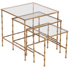 French Faux Bamboo Nesting Tables