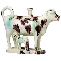 Antique Early Staffordshire Pottery Figure of a Cow Creamer Probably Thomas Whieldon