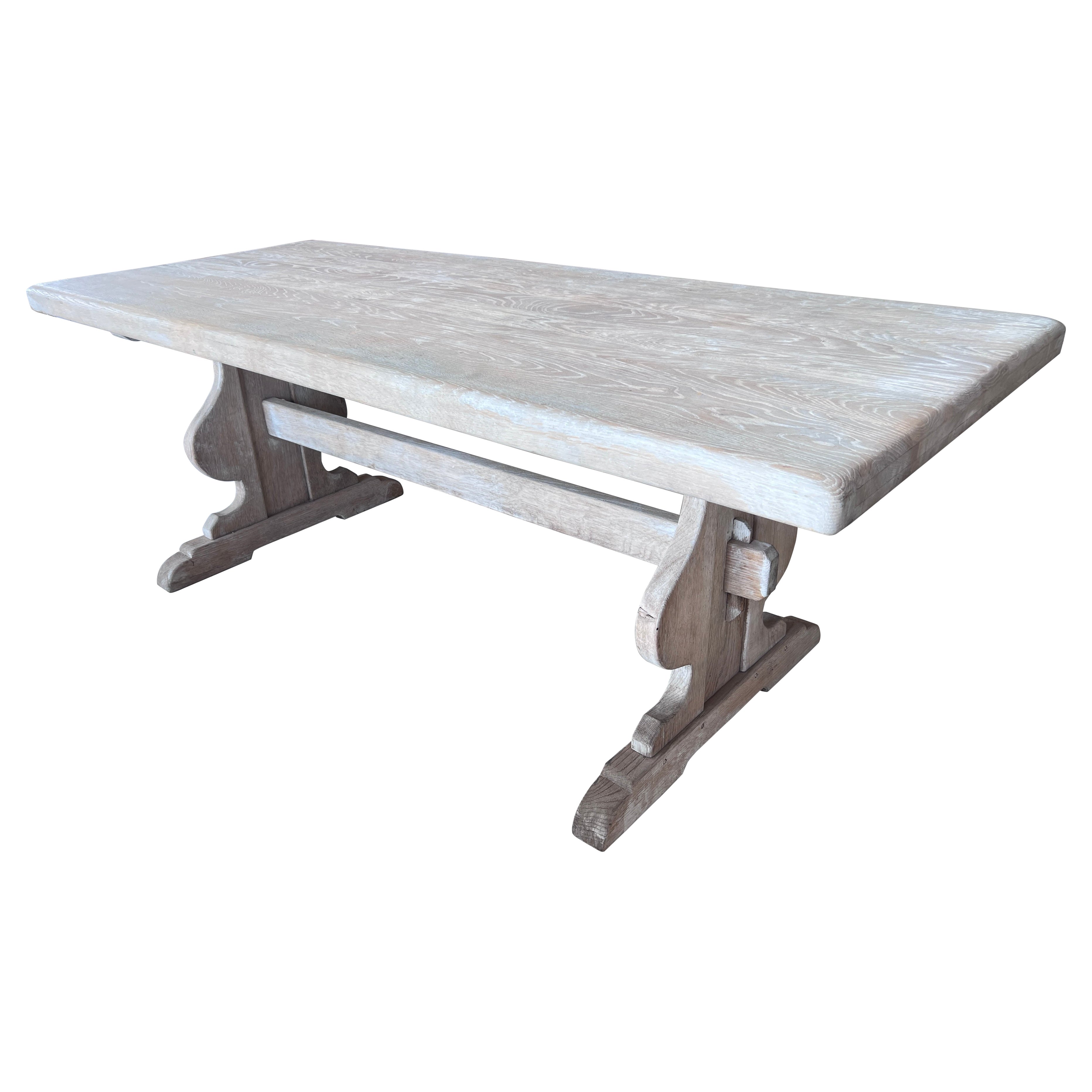 White Washed Belgian Trestle Dining Table